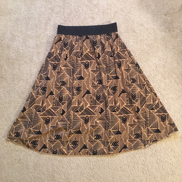 LuLaRoe Black and Tan Lola Midi Skirt - Picture 2 of 10